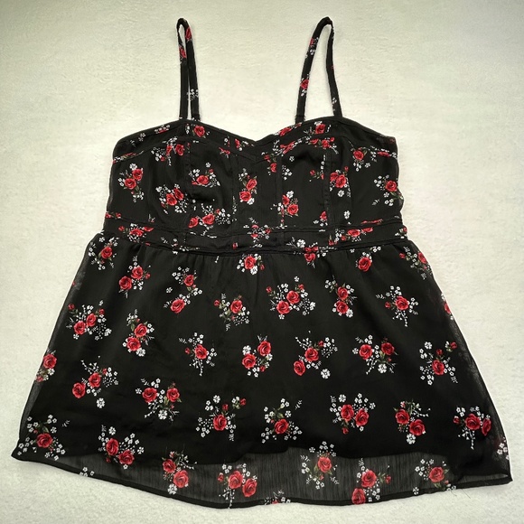Torrid Women Y2K Plus Size Floral Chiffon Sophie Babydoll Peplum Cami Top Size 0 - Picture 1 of 12